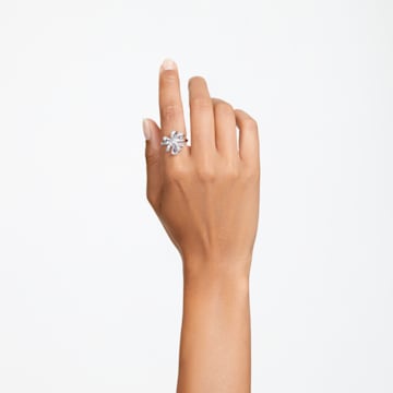 Δαχτυλίδι κοκτέιλ Volta, Φιόγκος, Λευκό, Επιμετάλλωση ροδίου - Swarovski, 5647560