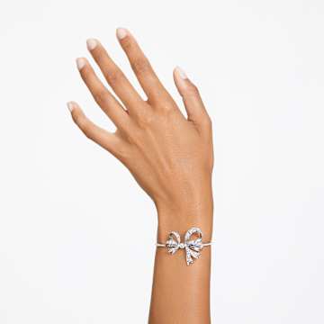 Volta bangle, Bow, White, Rhodium plated - Swarovski, 5647563