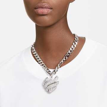 Volta choker, Heart, White, Rhodium plated - Swarovski, 5647567