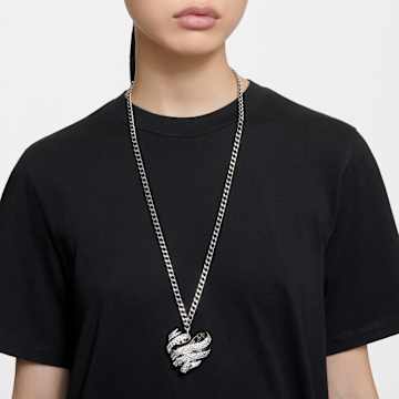 Pendente Volta, Cuore, Grande, Bianco, Placcato rodio - Swarovski, 5647578