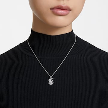 Swarovski Iconic Swan pendant, Swan, Medium, White, Rhodium plated - Swarovski, 5647872
