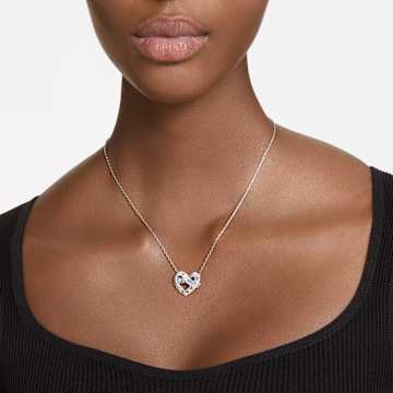 Přívěsek Matrix, Různé výbrusy, Srdce, Bílá, Pokoveno rhodiem - Swarovski, 5647924
