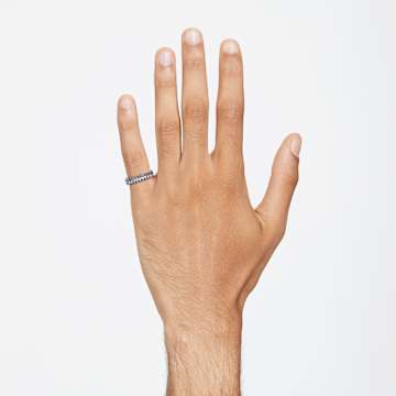Matrix ring, Baguette cut, Grey, Ruthenium plated - Swarovski, 5648914