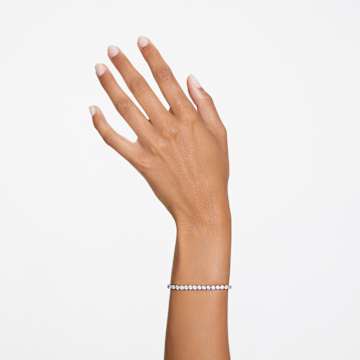 Matrix Tennis bracelet, Round cut, Small, White, Rhodium plated - Swarovski, 5648936