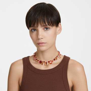 Gema necklace, Mixed cuts, Multicoloured, Gold-tone plated - Swarovski, 5649008
