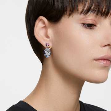 Viseči uhani Pop Swan, Labod, Modri, PVD zlatega odtenka - Swarovski, 5649196