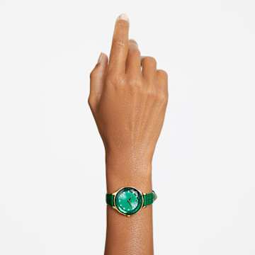 Ceas Octea Nova, Fabricat în Elveția, Curea din piele, Albastru, Verde, Finisaj în nuanță aurie - Swarovski, 5650005