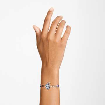 Bracelet Pop Swan, Cygne, Bleu, Métal rhodié - Swarovski, 5650187