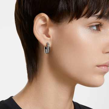 Obročasti uhani Dextera, Osemkotna oblika, Majhni, Črni, Prevleka iz rutenija - Swarovski, 5651323