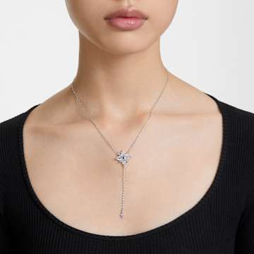 Stella Y necklace, Star, White, Rhodium plated - Swarovski, 5652003
