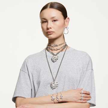 Volta armband, Hart, Wit, Rodium toplaag - Swarovski, 5652789