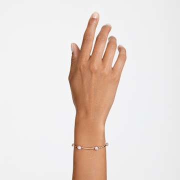 Bracelet-jonc Constella, Coupe ronde, Blanc, Placage de ton or rosé - Swarovski, 5654495