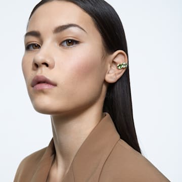 Millenia clip earrings, Square cut, Green, Gold-tone plated - Swarovski, 5654559