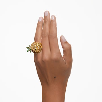 Idyllia cocktail ring, Pineapple, Multicolored, Gold-tone plated - Swarovski, 5655322