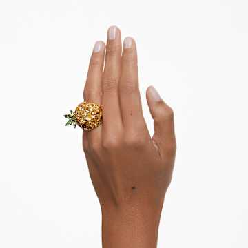 Koktajl prstan Idyllia, Ananas, Večbarven, PVD zlatega odtenka - Swarovski, 5655322