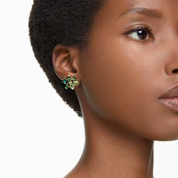 Clous d'oreilles Gema, Tailles variées, Fleur, Vertes, Placage de ton or - Swarovski, 5658400