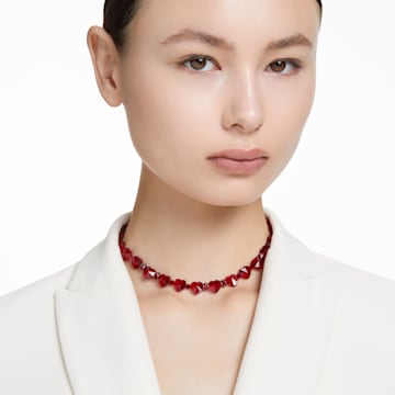 Somnia necklace, Mixed cuts, Heart, Red, Ruthenium plated - Swarovski, 5658868