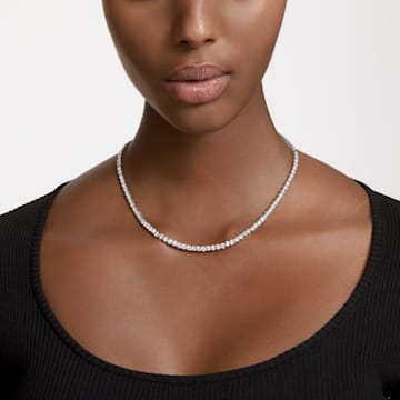 Matrix Tennis necklace, Round cut, Small, White, Rhodium plated - Swarovski, 5661257