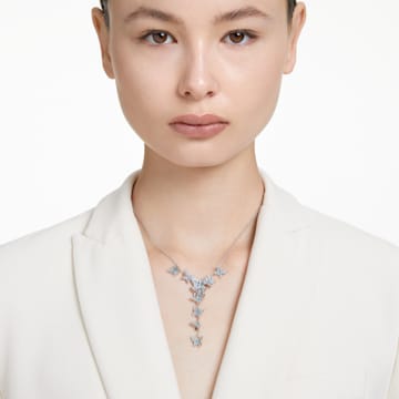 Collana a Y Lilia, Farfalla, Blu, Placcato rodio - Swarovski, 5662179