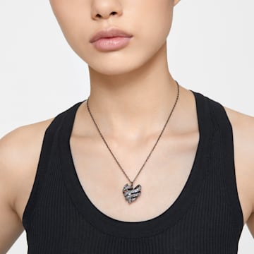 Volta pendant, Heart, Small, Black, Ruthenium plated - Swarovski, 5662491
