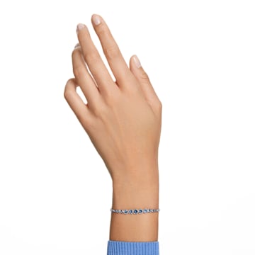 Emily bracelet, Mixed round cuts, Blue, Rhodium plated - Swarovski, 5663394