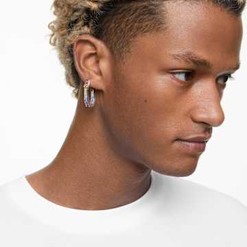 Dextera hoop earrings, Octagon shape, Multicolored, Ruthenium plated - Swarovski, 5665430