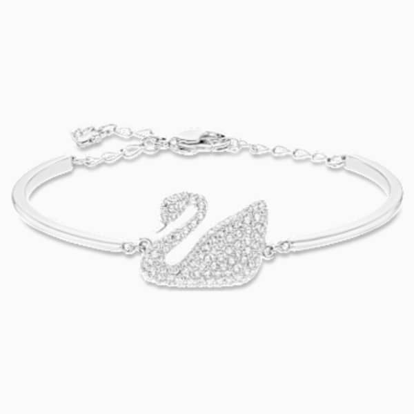 Swan Bangle White Rhodium Plated Swarovski Com