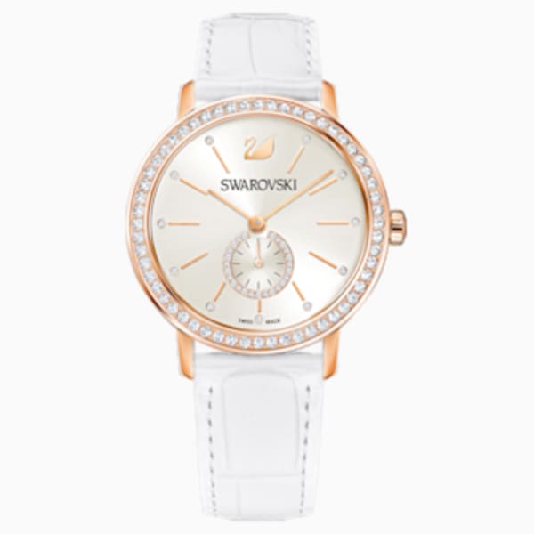 Graceful Lady Watch Leather Strap White Rose Gold Tone Pvd Swarovski Com