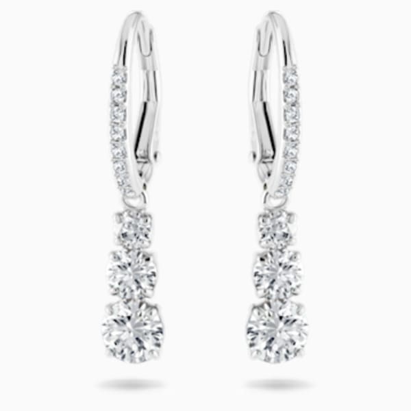 Attract Trilogy Round Pierced Earrings White Rhodium Plated Swarovski Com