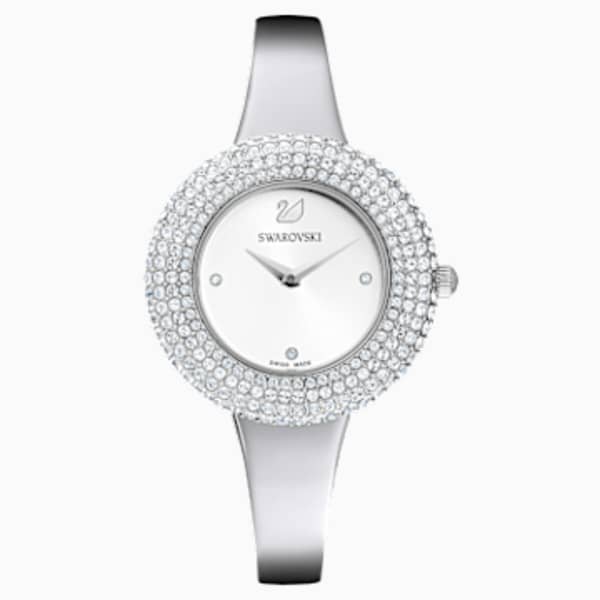 silver stainless steel watch