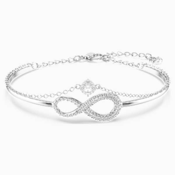 Swarovski Infinity Bangle White Rose Gold Tone Plated