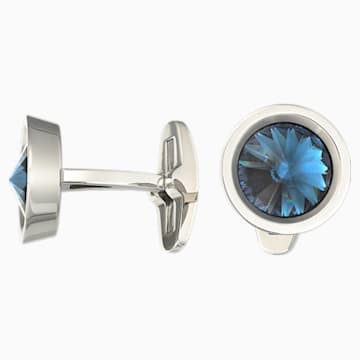 Round Cufflinks Blue Stainless Steel Swarovski Com