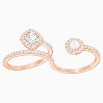 Angelic Pearl Double Ring White Rose Gold Tone Plated Swarovski Com