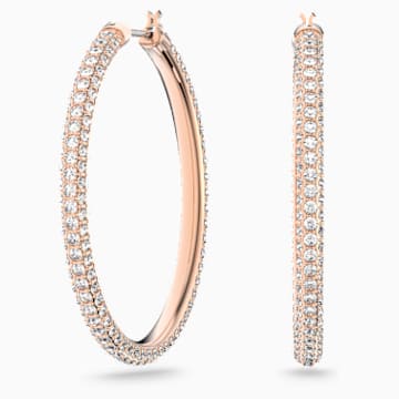 swarovski pierced hoop plated tone earrings stone rose pink gold