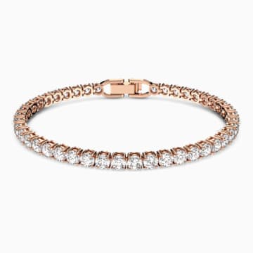 Tennis Bileklik Beyaz Pembe Altin Rengi Kaplama Swarovski Com
