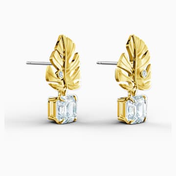 swarovski pierced plated tone tropical leaf earrings gold embedded browser doesn support