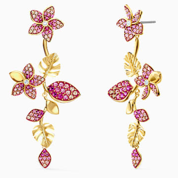 swarovski pierced plated tone tropical earrings flower pink gold embedded browser doesn support