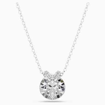 Bella V Pendant, White, Rhodium plated | Swarovski.com