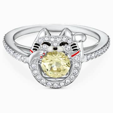 Swarovski Sparkling Dance Cat Ring Light Multi Colored Rhodium Plated Swarovski Com