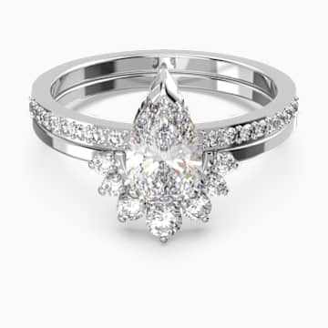swarovski attract rhodium pear plated ring ok
