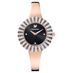 evalueren rivaal Reproduceren Crystal Rose watch, Swiss Made, Metal bracelet, Black, Rose gold-tone  finish | Swarovski