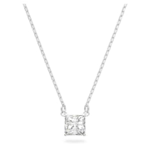 Cubic Zirconia and Crystal Princess necklace White Gold Plated