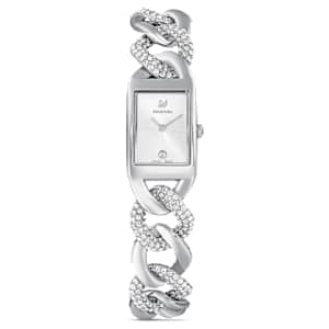 Cocktail watch, Metal bracelet, Silver 