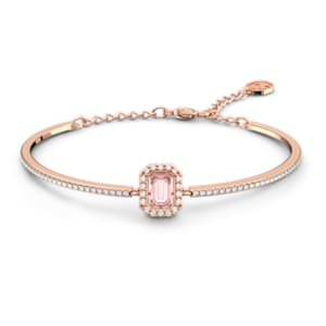 Millenia bangle, Octagon cut, Pavé, Pink, Rose gold-tone plated