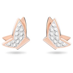 Lilia stud earrings, Butterfly, White, Rhodium plated | Swarovski.com