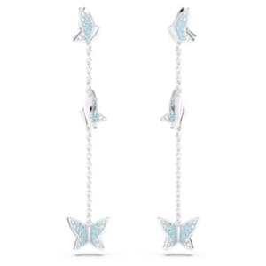 Adept Mouthwash Outboard Lilia drop earrings, Butterfly, Blue, Rhodium plated | Swarovski