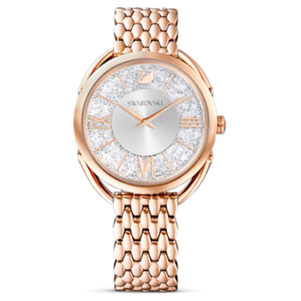 Crystalline Glam watch, Metal bracelet, Gray, Champagne gold-tone 