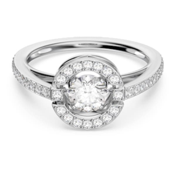 Bague Swarovski Sparkling Dance Round, blanc, Métal rhodié Bague Swarovski Sparkling Dance Round, blanc, Métal rhodié