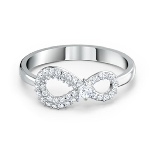 Swarovski Infinity Ring, White, Rhodium plated
