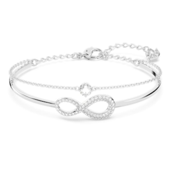 Bracelet-jonc Swarovski Infinity, blanc, métal rhodié